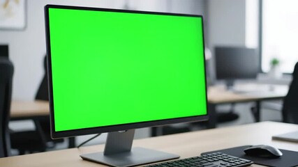 Digital Content Creation with computer desktop mock up green screen white background in office zoom shoulder view distortion, overlay, glitch, static noise, scan lines on black background, 4k animated - Powered by Adobe