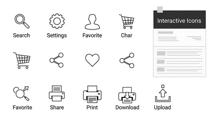 Set of outline icons for web and mobile applications.