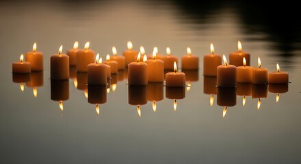 Peaceful candlelit reflection on water for serenity and meditation themes