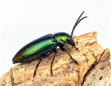 Jewel beetle, Metallic wood-boring beetle on white background, Colorful bugs 