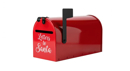 Red letters to santa mailbox isolated on transparent background for christmas