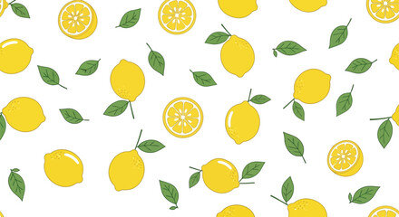 Refreshing citrus lemon fruit pattern seamless nature botanical design vibrant summer vector