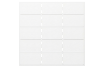 Sheet of blank white self-adhesive printable address labels isolated on a transparent background