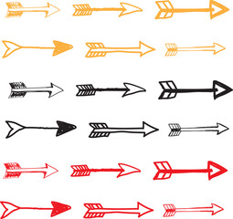 Vector arrows design elements set collection of hand drawn arrows in different colors and styles