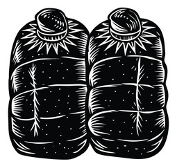 vector illustration of shoes and bottle sketch