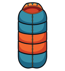 A vibrantly illustrated sleeping bag, perfect for outdoor adventures, camping, backpacking, and travel, providing warmth and comfort during overnight stays in nature, ideal for outdoor enthusiasts