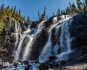 A view of Tangle Creek Falls along the Columbia Icefields Parkway, Alberta