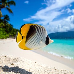 Obraz premium Colorful butterflyfish in a tropical paradise, clear sky