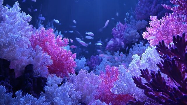 Underwater scene with colorful coral and swimming fish peaceful aquatic view