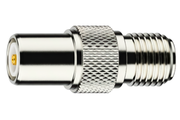 Metal coaxial cable connector isolated on a transparent background