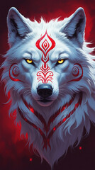 Mystical white wolf.