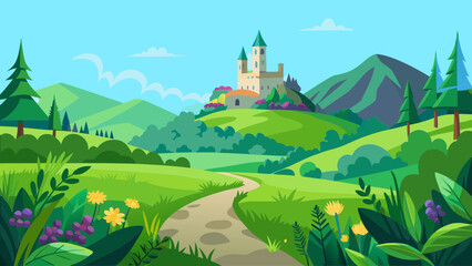 Naklejka premium castle, fortress, palace, citadel, stronghold, tower, keep, mansion, chateau, medieval castle, fairy castle, fantasy castle, travel, journey, trip, voyage, adventure, exploration, expedition, tourism,