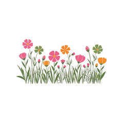 Vibrant hand painted wildflower meadow spring floral arrangement isolated on white vector