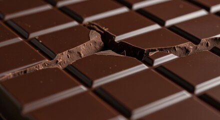 Decadent Dark Chocolate Bar: Close-Up of a Broken Section, Rich Texture and Intense Flavor
