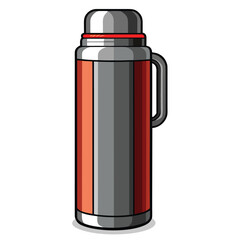 red stainless steel thermos isolated on white background
