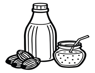 set of dairy products and drinks illustration