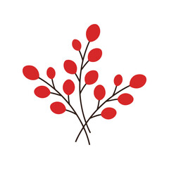 Vibrant red berries branch natural autumn season decorative element hand drawn style vector