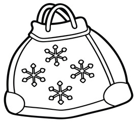 christmas gift bag and bell vector illustration