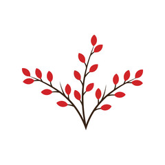 Delicate red berry sprig branch isolated simple minimalist autumn nature element vector art vector