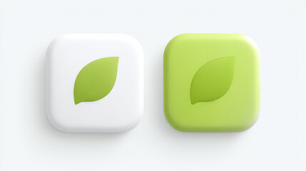 Two green leaf icons, clean white and green, representing eco-friendly choices and design versatility.