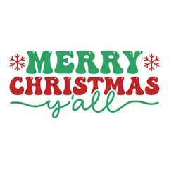 Merry Christmas Y’all — Festive Script with Snowflakes