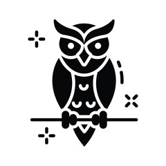 Haunted owl with glowing eyes, perfect for Halloween night themes.