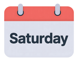 Illustration of a calendar icon showing the day saturday isolated on transparent background for graphic design use