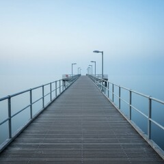 Obraz premium World tsunami awareness day: serene ocean pier landscape for environmental design and awareness projects