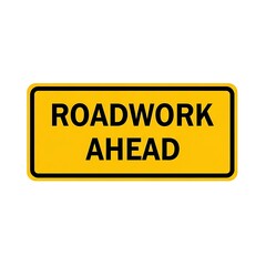 Roadwork ahead sign yellow construction warning traffic safety detour caution street maintenance notice