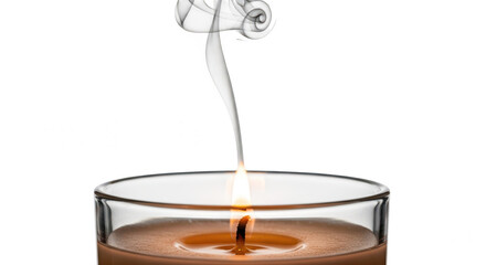Burning candle with smoke isolated on transparent background for relaxation and calm