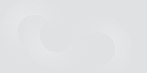 Abstract white glowing geometric lines on gray background. Modern shiny blue circle lines pattern. Futuristic technology concept. Suit for cover, poster,