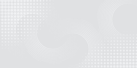 Abstract white glowing geometric lines on gray background. Modern shiny blue circle lines pattern. Futuristic technology concept. Suit for cover, poster,