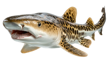 Leopard Shark's Striking Pattern: A close-up shot showcasing the unique markings of a leopard shark, highlighting its striking pattern. The image captures the details of the marine creature.