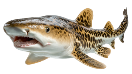 Leopard Shark's Striking Pattern: A close-up shot showcasing the unique markings of a leopard shark, highlighting its striking pattern. The image captures the details of the marine creature.