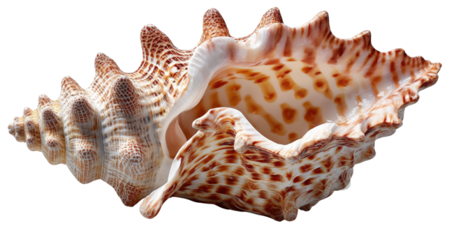 Seashell’s Coastal Charm: A single, intricate seashell, marked with unique patterns, evokes the serenity of the ocean depths.