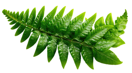 Fern Leaf's Emerald Elegance: A close-up showcases a singular fern leaf, its vibrant green hue reflecting the beauty and simplicity of nature.