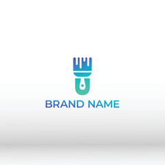 Letter U Paint Brush Logo vector