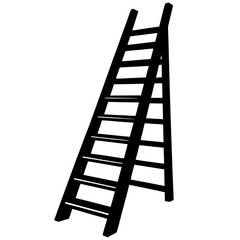 Silhouette of Ladder on white background