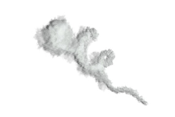 Realistic white smoke or cloud trail texture isolated on transparent background, soft misty vapor effect for sky, dreamy fog element for digital art, design overlay, or photo editing projects.