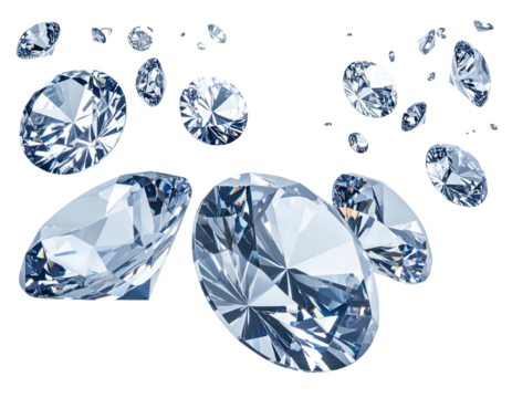 Sparkling collection of faceted gemstones, floating against a stark, black backdrop - Powered by Adobe