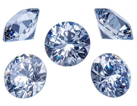 Brilliant, faceted gems of various perspectives showcase intense sparkle against a stark black backdrop