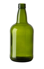 Green empty glass bottle for recycling and reuse