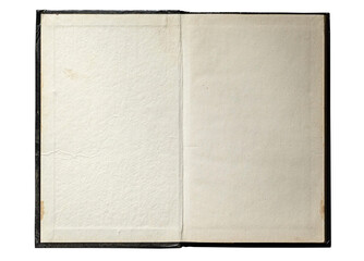 Open vintage book showing blank aged pages