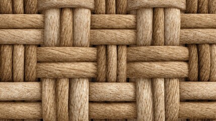 Close-up Macro Texture of Natural Woven Rattan Material with Warm Earthy Tones and Detailed Fibers