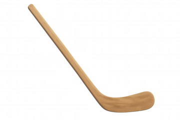 Wooden ice hockey stick with a curved blade for playing team sport, isolated on transparent background