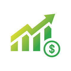 Single green vector icon of revenue, cost, and budget concept. Vector illustration