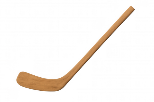 Wood hockey stick with a curved blade for ice sports, isolated on a transparent background - Powered by Adobe