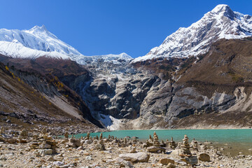 Turquoise Lake Reflects Majestic Snow