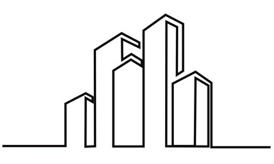 silhouette of a High rise building of line art using CAD 