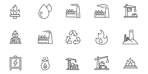 Collection of hand drawn icons representing energy industry and environmental concepts